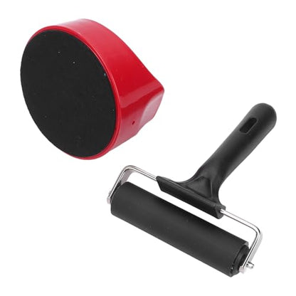 Printing Roller Kit Soft Rubber Roller with Set, Sturdy Metal Structure Plastic Handle 4in Rubber Brayer Roller for Crafting Printing Inking Stamping