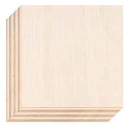 12 Pack Basswood Sheets 12x12 x 1/10 Inch Thin Plywood Balsa Wood Sheets Unfinished Wood Squares Boards Balsa Wood Sheets for Crafts Laser Cutting Wood Burning and Drawing (12 x 12 inch) - size: 12 x 12 inch