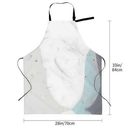 Round watercolor painting Heavy Duty Waterproof Apron with Pockets for AdultsResistant Grilling, Gardening, Painting - color: Blue and White Art