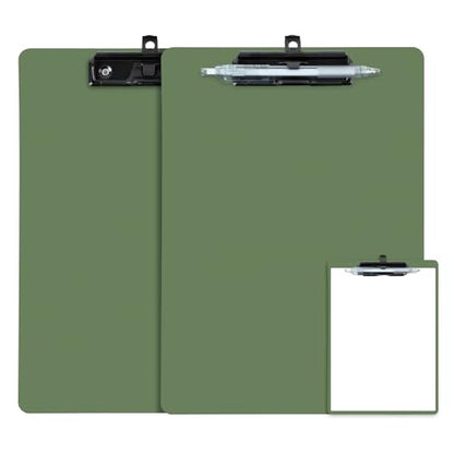 FRETONBA Clipboard with Pen Holder, 2 Pack Plastic Clipboard with Low Profile Metal Clip, Hanging Clip Boards Holds 8.5x11 Inch Papers, Standard A4 Letter Size Clip Boards for Offices & School, Green - style: 2 Pack-Green