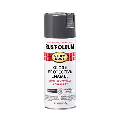 Rust-Oleum 7784830 Stops Rust Spray Paint, 12 oz, Gloss Charcoal Gray - color: Gloss Charcoal Gray, size: 12 Ounce (Pack of 1)
