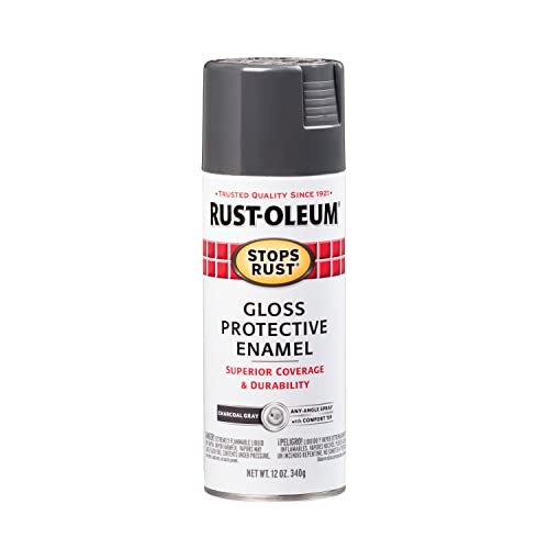 Rust-Oleum 7784830 Stops Rust Spray Paint, 12 oz, Gloss Charcoal Gray - color: Gloss Charcoal Gray, size: 12 Ounce (Pack of 1)