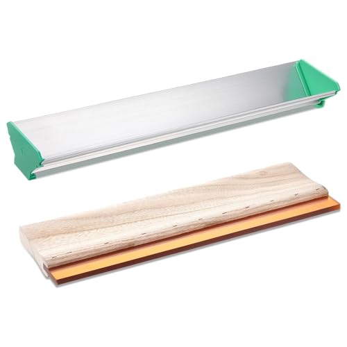 Threlaco 2 Pcs 16'' Dual Edge Aluminum Emulsion Scoop Coater 13.8" Screen Printing Squeegee Emulsion Scoop Art Squeegee for Silk Screen Printing Coating Tool