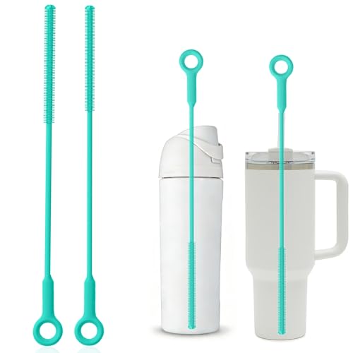 Straw Cleaner Brush Set - Raymeefa Scratch-Free Detail Cleaning for Reusable Straws & Tumblers (Green) - color: Green