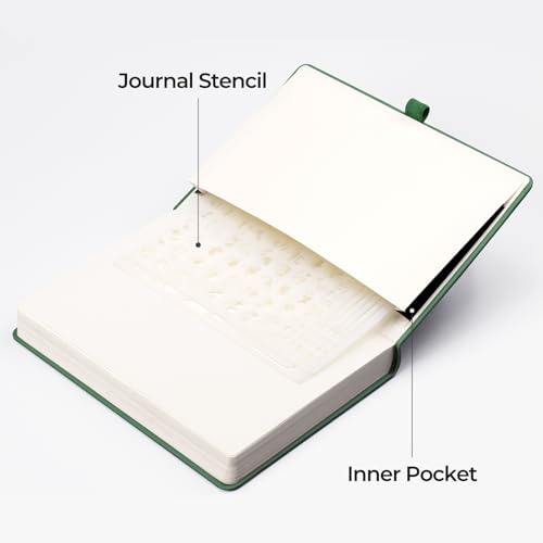 EMSHOI Dotted Journal Notebook, 320 Pages, A5 Small 5.75"x8.38", PU Leather Hardcover, 100 GSM Thick Paper, 5mm Dot Grid Notebook for Journaling, Planning, Drawing, Writing, Dark Green - color: DarkGreen, size: A5 Dotted