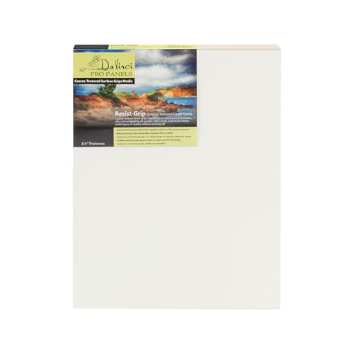 Da Vinci Pro Resist-Grip Coarse Textured Gesso Board, 6 Multi-Size Squares, 3/4" Depth Art Boards for Painting, White Acrylic Polymer with Quartz Sand, Warp-Resistant Cradled and Sealed MDF Panel