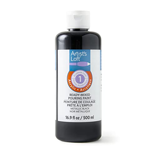 Artist's Loft Metallic Black Acrylic Ready-Mixed Pouring Paint - Academic Level 1 Paint for Drawing, Painting, Art & Crafts Supplies - 1 Pack