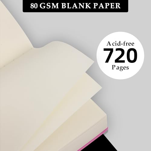 Blank Journal Notebook 720 Pages A6 Unlined Plain Sketchbook No Lines Soft Leather Small Blank Notebook for Women Drawing Book Memo Writing Sketch Diary Notebook 3.9 × 5.5 (Blue Blank Notebook) - color: Blue Blank Notebook