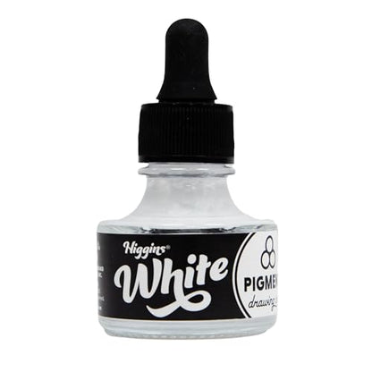 Higgins White Pigmented Drawing Ink - for Artists and Students - 1 oz. Glass Bottle (HIG44113) - color: White