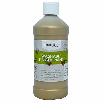 Handy Art Washable Finger Paint, Gold, 16 oz Bottle, Easy Clean Up, Sensory Paints for Fingers & Hand Prints, Ages 3 & Up, Safe for Kids & Toddlers, AP Certified Non-Toxic, Made in USA - color: Gold