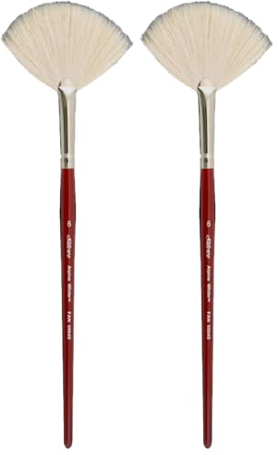 Silver Brush Limited 5504S-6 Alpine White Goat Hair Fan Paintbrush for Watercolor, Oil, Acrylic, Pastels, Charcoal & Encaustics, Size 6, Short Handle (Pack of 2) - size: 6 (Pack of 2)