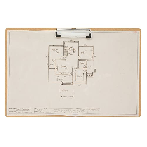 Juvale Clipboard - 11.5 x 17.4 in, Brown MDF, 4-Pack - Wood Clipboard Set with Low-Profile Metal Clip & Retractable Hook - Oversized & Portable for Drafting Board & Sketch Board Use