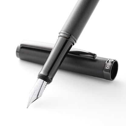 Fountain Pen Set,Extra Fine Nib,Includes 2 Ink Cartridges and Ink Converter, Ideal for Journaling and Calligraphy, Smooth-writing Fountain Pen - color: Black
