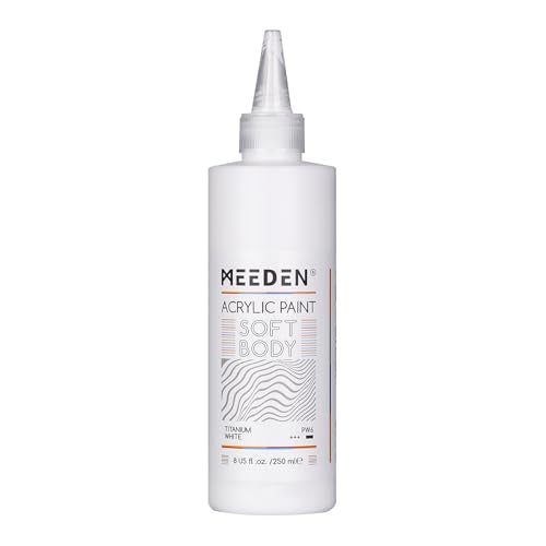 MEEDEN Titanium White Acrylic Paint: Matte Finish 250ml/8.45oz Soft Body Bulk Acrylic Colors in Squeeze Bottle - Fluid Flow Art Paints for Adults Artists Canvas Art Painting - color: Titanium White