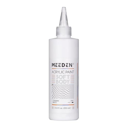 MEEDEN Titanium White Acrylic Paint: Matte Finish 250ml/8.45oz Soft Body Bulk Acrylic Colors in Squeeze Bottle - Fluid Flow Art Paints for Adults Artists Canvas Art Painting - color: Titanium White
