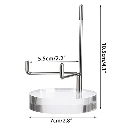 Hipiwe Clear Acrylic Display Stand Holder with Adjustable Metal Arms Display Easel Stands for Gemstones Fossils Minerals Agate Slabs Plates Crystals Saucers Collectibles, 2.8*2.8*4.1 inch