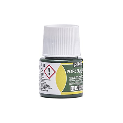Pebeo Porcelaine 150 Ceramic Paint - Water-Based High-Gloss Paint for Porcelain, 45 ml Bottle, Bronze Green - color: Bronze Green