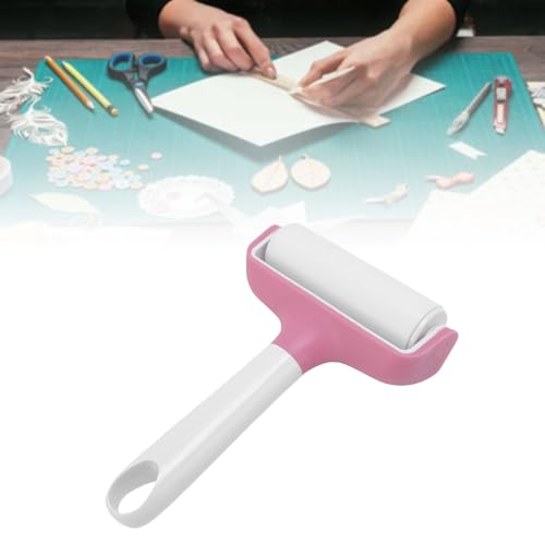 FAUOSWUK Rubber Roller Tool, Silicone Roller and Tweezers Kit, Boat Flooring Install Printmaking Painting Stamping Wallpaper Gluing for Bubble Removal, Gripping and Lifting Threads (Pink) - color: Pink