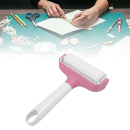 FAUOSWUK Rubber Roller Tool, Silicone Roller and Tweezers Kit, Boat Flooring Install Printmaking Painting Stamping Wallpaper Gluing for Bubble Removal, Gripping and Lifting Threads (Pink) - color: Pink