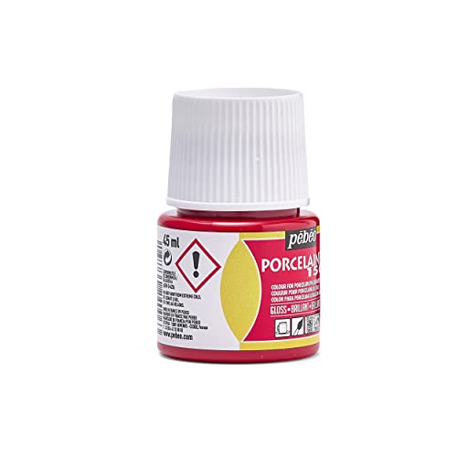 Pebeo Porcelaine 150, Water-Based High-Gloss Porcelain Paint, 45 ml Bottle - Scarlet Red - color: Scarlet Red