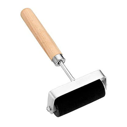PATIKIL 3.5 Inch Rubber Roller Brayer, Anti Skid Hard Rubber Roller Tools for Wallpaper Art Craft Printing Printmaking Ink Stamping Tape Construction, Black