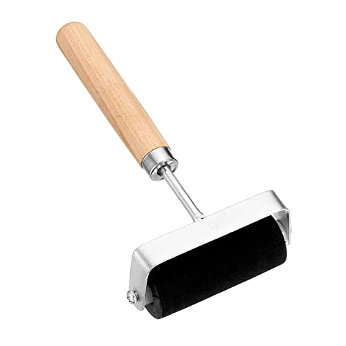 PATIKIL 3.5 Inch Rubber Roller Brayer, Anti Skid Hard Rubber Roller Tools for Wallpaper Art Craft Printing Printmaking Ink Stamping Tape Construction, Black