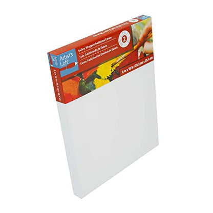 Artist's Loft 8" x 10" Level 2 Gallery Wrapped Traditional Canvas - Archival, Acid Free Cotton Canvas for Paint, Acrylic, & Oils - Bulk 12 Pack - size: 8 x 10