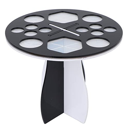 Makeup Brush Drying Rack 14 Holes Detachable Round Paint Brush Holder Display Stand Black White