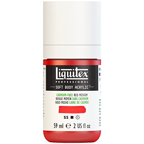 Liquitex Professional Soft Body Acrylic Paint, 59ml (2-oz) Bottle, Cadmium-Free Red Medium - color: Cadmium-free Red Medium, style: 2-oz Bottle