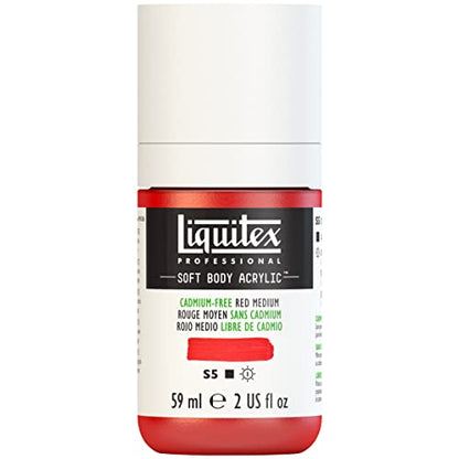 Liquitex Professional Soft Body Acrylic Paint, 59ml (2-oz) Bottle, Cadmium-Free Red Medium - color: Cadmium-free Red Medium, style: 2-oz Bottle
