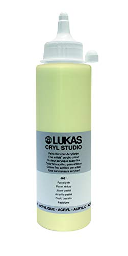 Lukas CRYL Studio Artist Acrylic Paint, Pastel Yellow, 250 ml Bottle - High Pigment Acrylic Paints for Canvas Painting, Large Scale Works - Medium-Viscosity, Water-Mixable, Fast Drying - color: Pastel Yellow, size: 8.45 Fl Oz (Pack of 1)