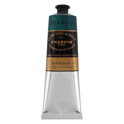 Charvin Extra Fine Professional Acrylic Paint - Ocean Blue, 150ml Tube, Triple-Milled, Lightfast Pigments, Open Stock Artist Acrylic Paints in Nature-Inspired Hues - color: Ocean Blue, size: 5.07 Fl Oz (Pack of 1)