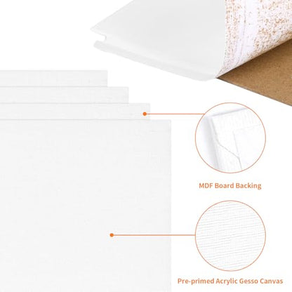 FIXWAL Canvas Boards for Painting 24 Pack, with 8x10, 9x12, 11x14, 5x7 Canvases for Painting Art Paint Canvas Panels Gesso Primed Acid-Free 100% Cotton White Blank Flat Canvas Boards Acrylics Oil - style: 24Pack