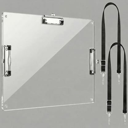 CroBlissful Clipboard with Shoulder Straps A4/Letter 11"×17" Acrylic Clipboard for Moving Working Clear Drawing Portable Board with Clip for Painting Urban Sketching Architects Engineers