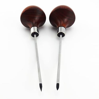 2pcs D1-2mm/D2 Printmaking Woodcut Copperplate Etching Carving Digging Away Push Out Line Stippling Tint Angle Gravers Scorpers Burins Knife Tools Set