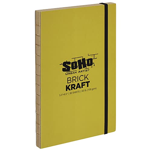 SoHo Urban Artist Brick Sketchbook Journals for Sketching, Drawing, Colored Pencils, Graphite, and More - Kraft 5.5"x8.5" (100 GSM, 80 Sheets) - 2 Pack - color: Kraft, size: 5.5 x 8.5in