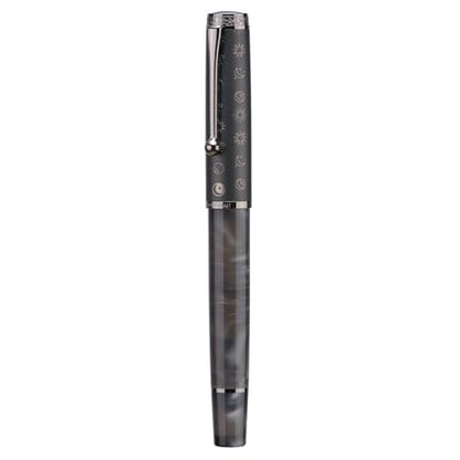 Hongdian N8S Gray Resin Fountain Pen Rabbit Pattern Cap, Iridium Medium Nib with Converter and Metal Pen Case Set - color: N8S Gray, style: Medium Point