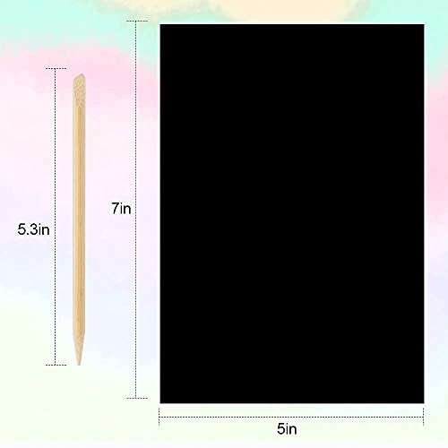 Mocoosy 60 PCS Rainbow Scratch Art Paper for Kids, Magic Scratch Paper Off Set Art and Craft Supplies, Black Scratch Pads Party Game Activities Birthday Gifts for Girls Boys 3 4 5 6 7 8 9 Years Old