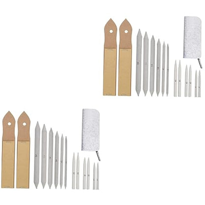 SHINEOFI 30pcs Art Drawing Stumps Set Sandpaper Pointer Blending Stumps Tortillions Sketch Drawing Tools Fine Grit Sandpaper Light Grey Bag