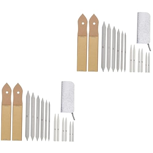 SHINEOFI 30pcs Art Drawing Stumps Set Sandpaper Pointer Blending Stumps Tortillions Sketch Drawing Tools Fine Grit Sandpaper Light Grey Bag
