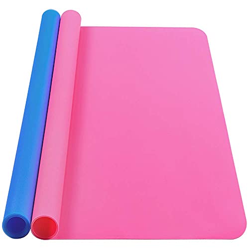 Silicone Mat, IKOCO 15.7"x 11.8" Silicone Craft Mat for Playdough A3 Large Nonstick Resin Molds Sheets for Epoxy Resin Jewelry Casting - color: Pink&Blue, size: 15.7''*11.8''