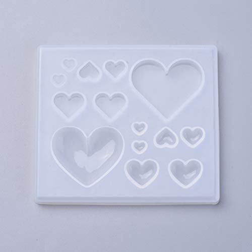 Craftdady 10pcs Love Heart Silicone Mold Mixed Flat Bumpy Heart Resin Casting Mold for Epoxy Resin UV Resin Polymer Clay DIY Keychain Pendant Earring Jewelry Craft Making - color: Transparent, Heart-a