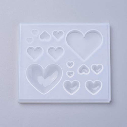 Craftdady 10pcs Love Heart Silicone Mold Mixed Flat Bumpy Heart Resin Casting Mold for Epoxy Resin UV Resin Polymer Clay DIY Keychain Pendant Earring Jewelry Craft Making - color: Transparent, Heart-a
