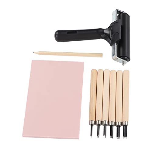 Pilipane Stamp Making Kit 6Pcs Carving Knives Flexible Roller Carving Block Tracing Papers for DIY Arts Beginners Rubber Stamp Carving Tools Wood Carving Set