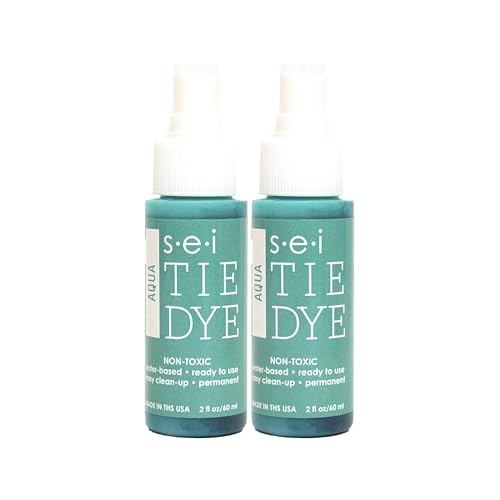S.E.I. Aqua Tie Dye Spray Bottle: 2oz. Non Toxic Fabric Dye Spray, DIY Permanent Clothing Dye, Ready to Use Tie Dye Supplies - 2 Pack - color: Aqua, size: 2-Ounces