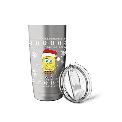Spongebob SquarePants Holiday Christmas Graphic Stainless Steel Insulated Tumbler - color: Brushed Steel