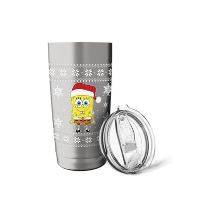 Spongebob SquarePants Holiday Christmas Graphic Stainless Steel Insulated Tumbler - color: Brushed Steel