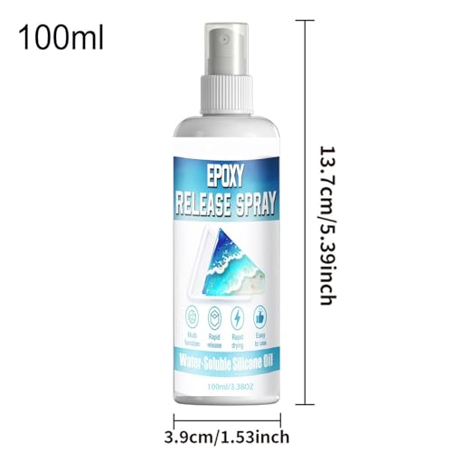 Fast Mold Release, Fast-Drying Lubricant Agent, 100ml Bottle with Epoxy Coating, Clear Liquid Casting Spray, Aerosol Mist with Precision Nozzle, Demolding Tool for Candle & Soap