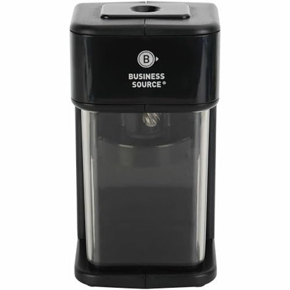 Business Source Electric Pencil Sharpener with Built-in Pencil Holder, AC Adapter Powered, Black