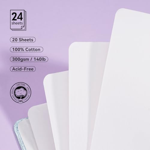 Lightwish Square Watercolor Journal,2 Pack Total 48 Sheets,100% Cotton,300gsm/140lb,Acid-Free, Hot Press Watecolor Paper Sketchbook for Artists Adults Students,4.7 * 4.7 Inches - color: Grey